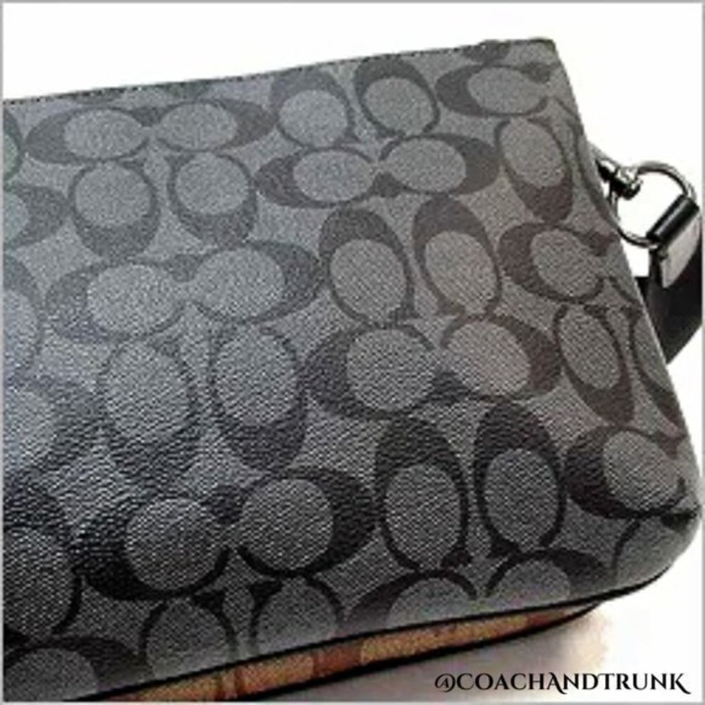 COACH 2PC Everett Crossbody Dbl Sided Charcoal Khaki / Khaki Red & Card Case NWT - Picture 9 of 16